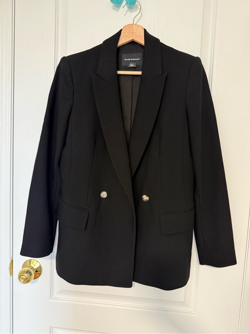 Club Monaco Black Double-Breasted Suit Blazer